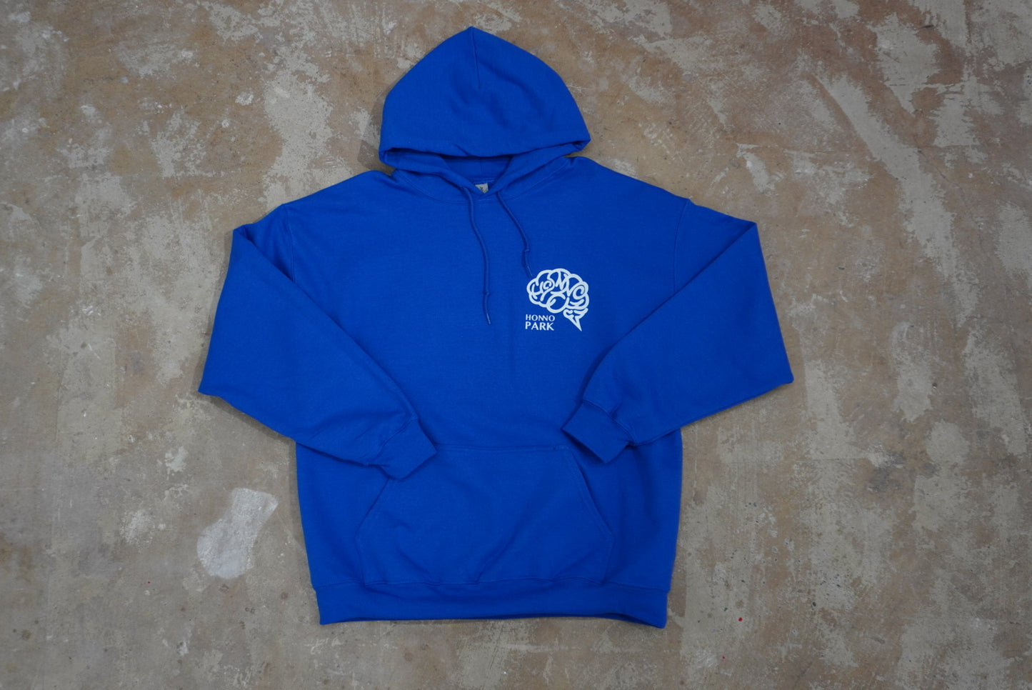 HONNO PARK NEVER HIDE PRINT HOODIE(ROYAL BLUE)