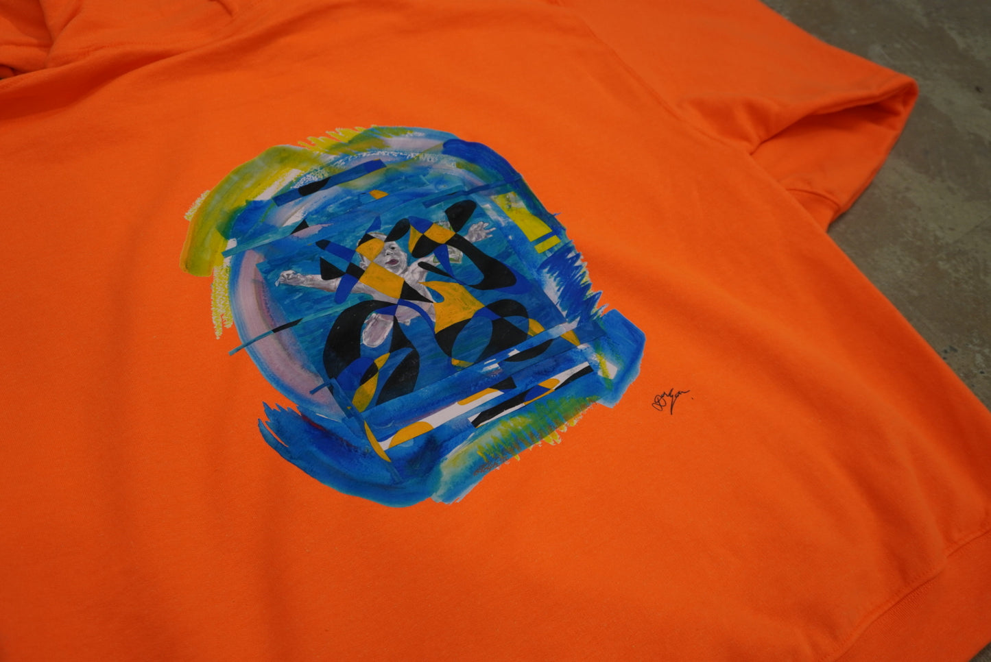 HONNO PARK NEVER HIDE PRINT HOODIE(SUNSET ORANGE)