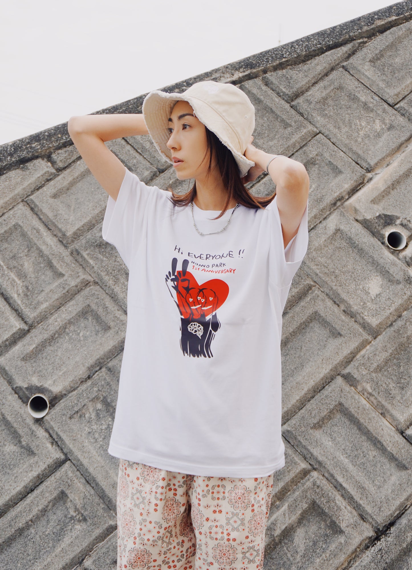 BRAIN CANVAS FRINGE BUCKET HAT(L BEIGE)