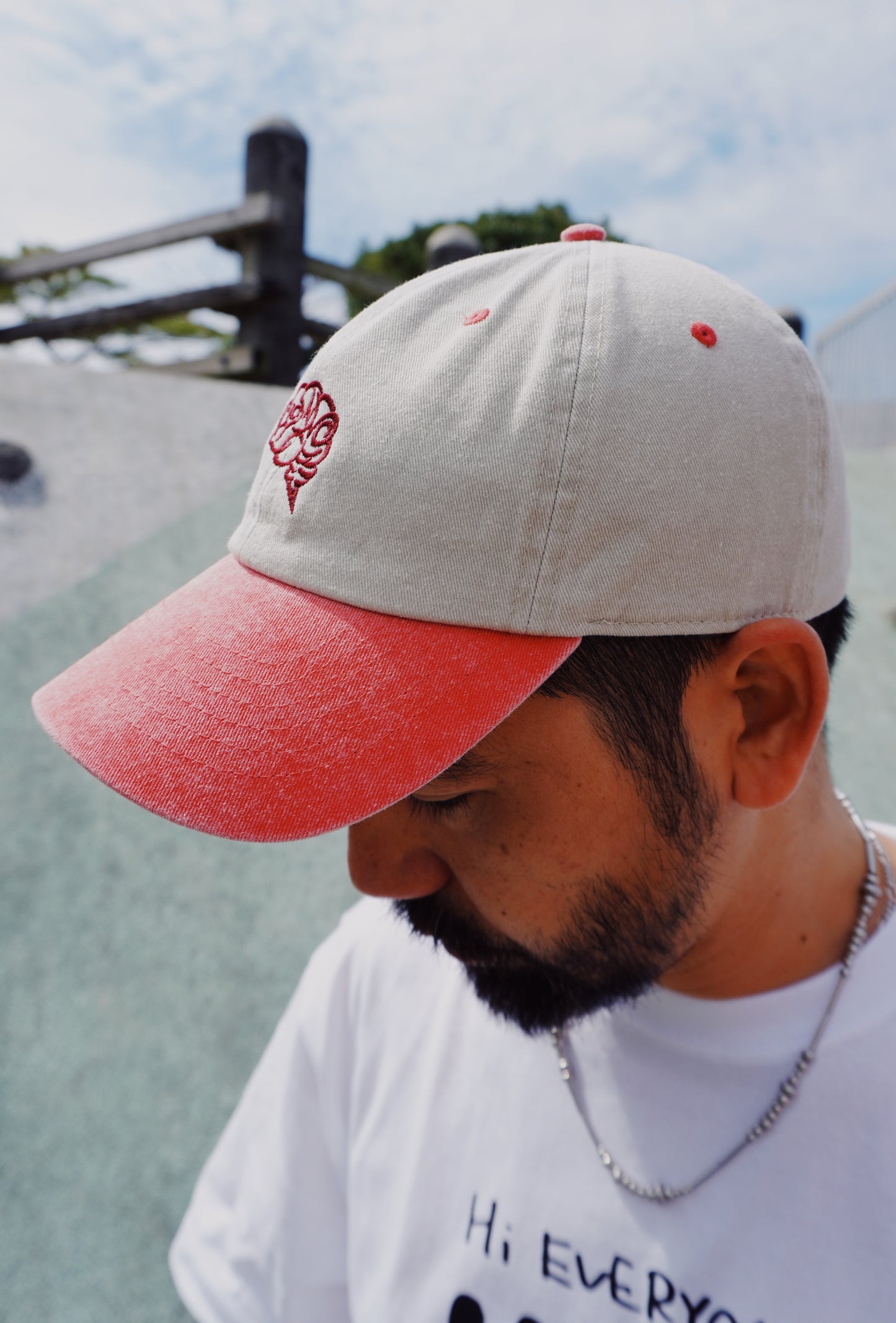 BRAIN PIGMENT DYED 2TONE BB CAP(SAND×SAX RED)