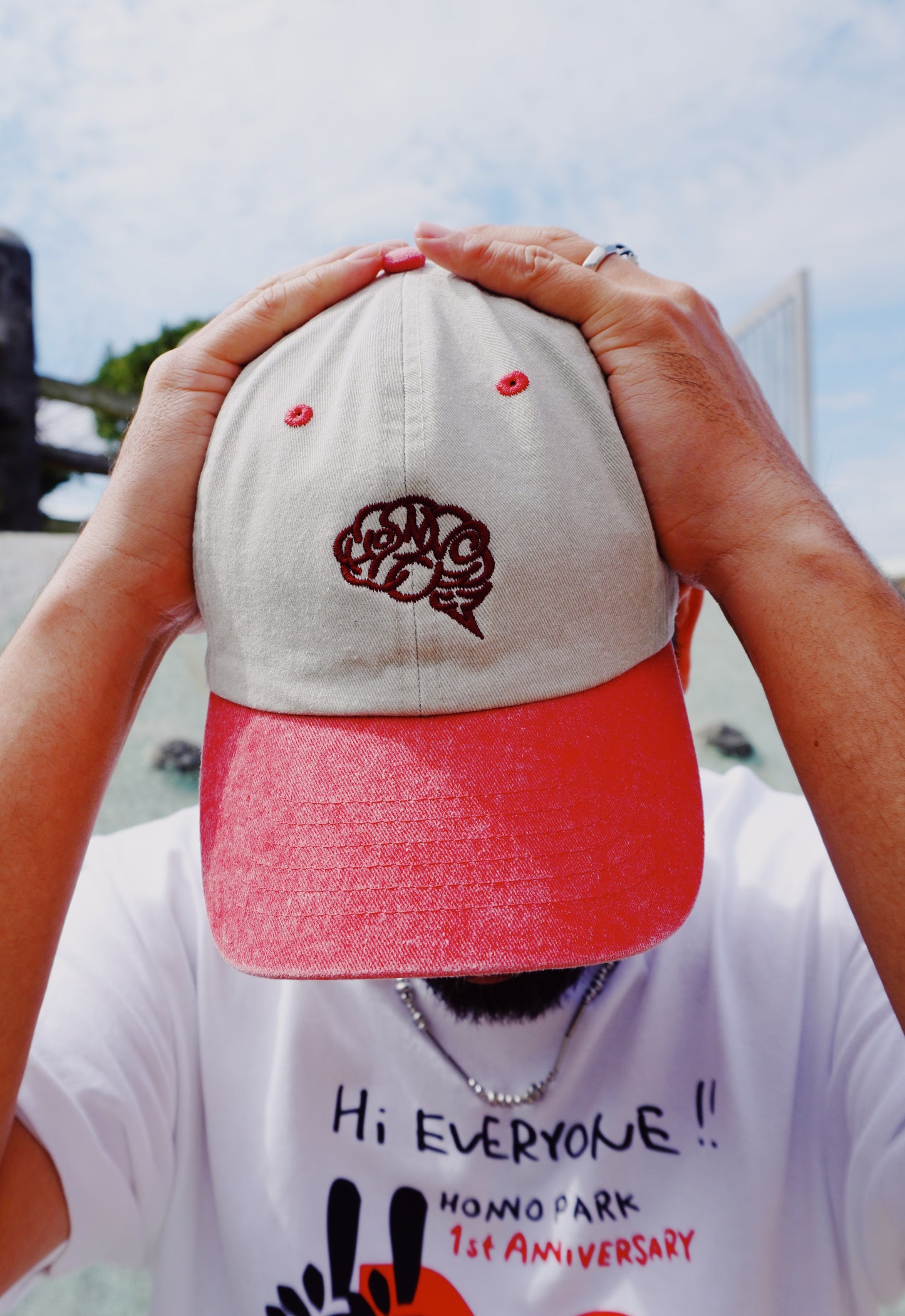 BRAIN PIGMENT DYED 2TONE BB CAP(SAND×SAX RED)