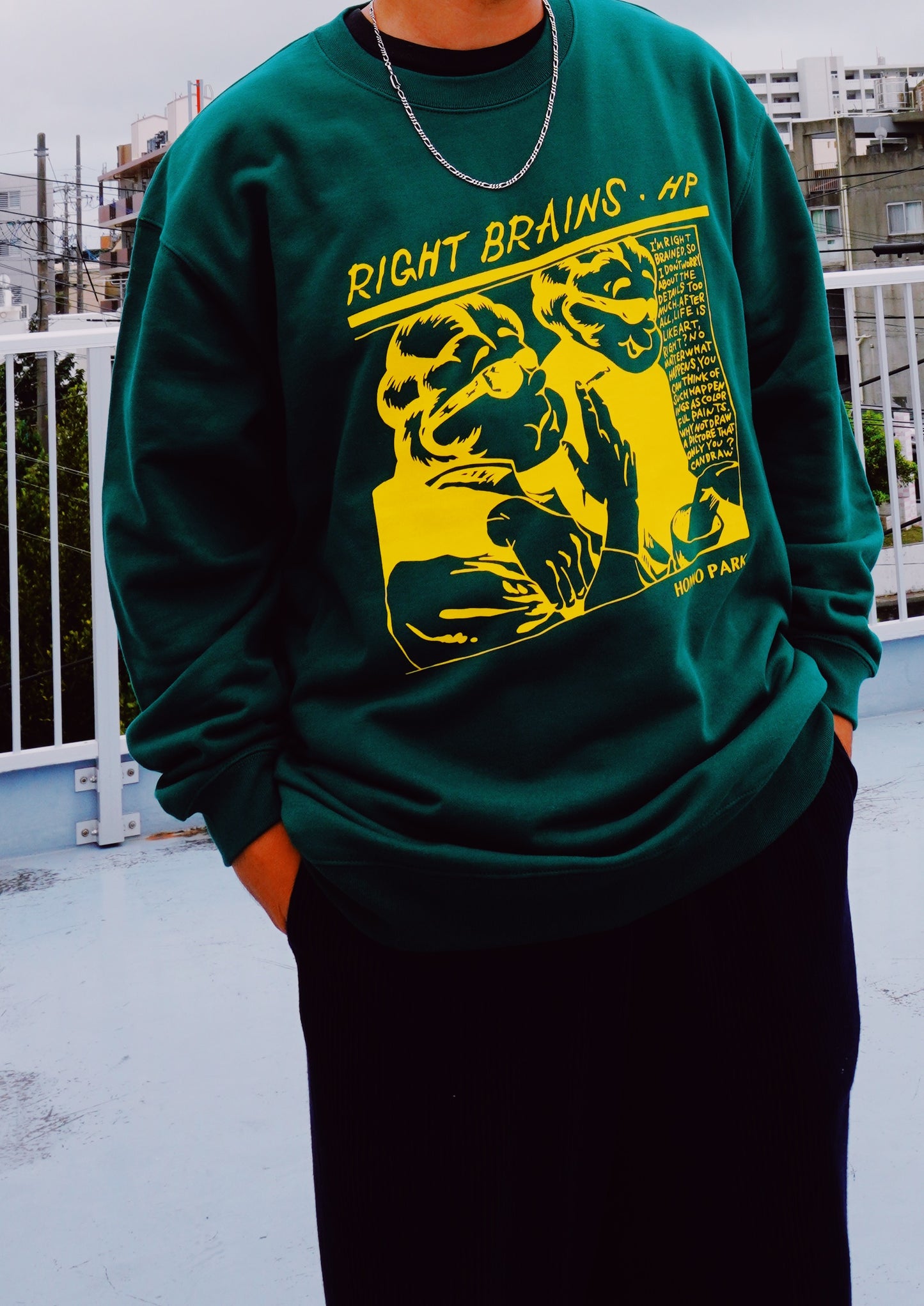 RIGHT BRAINS CREW-NECK SWEATSHIRT(IVY GREEN)