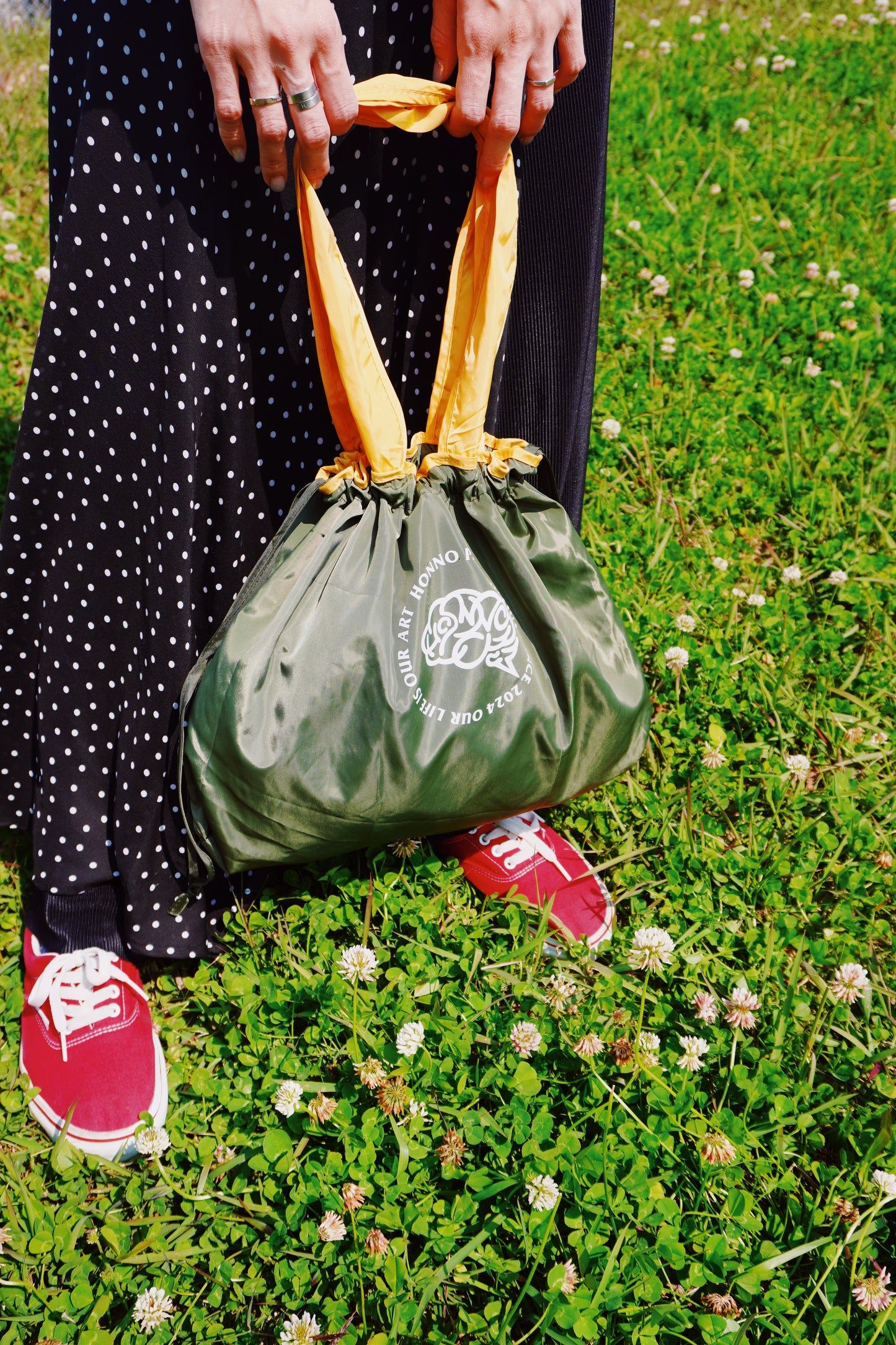 HP COMPACT MARCHE TOTE(M)KHAKI×YELLOW