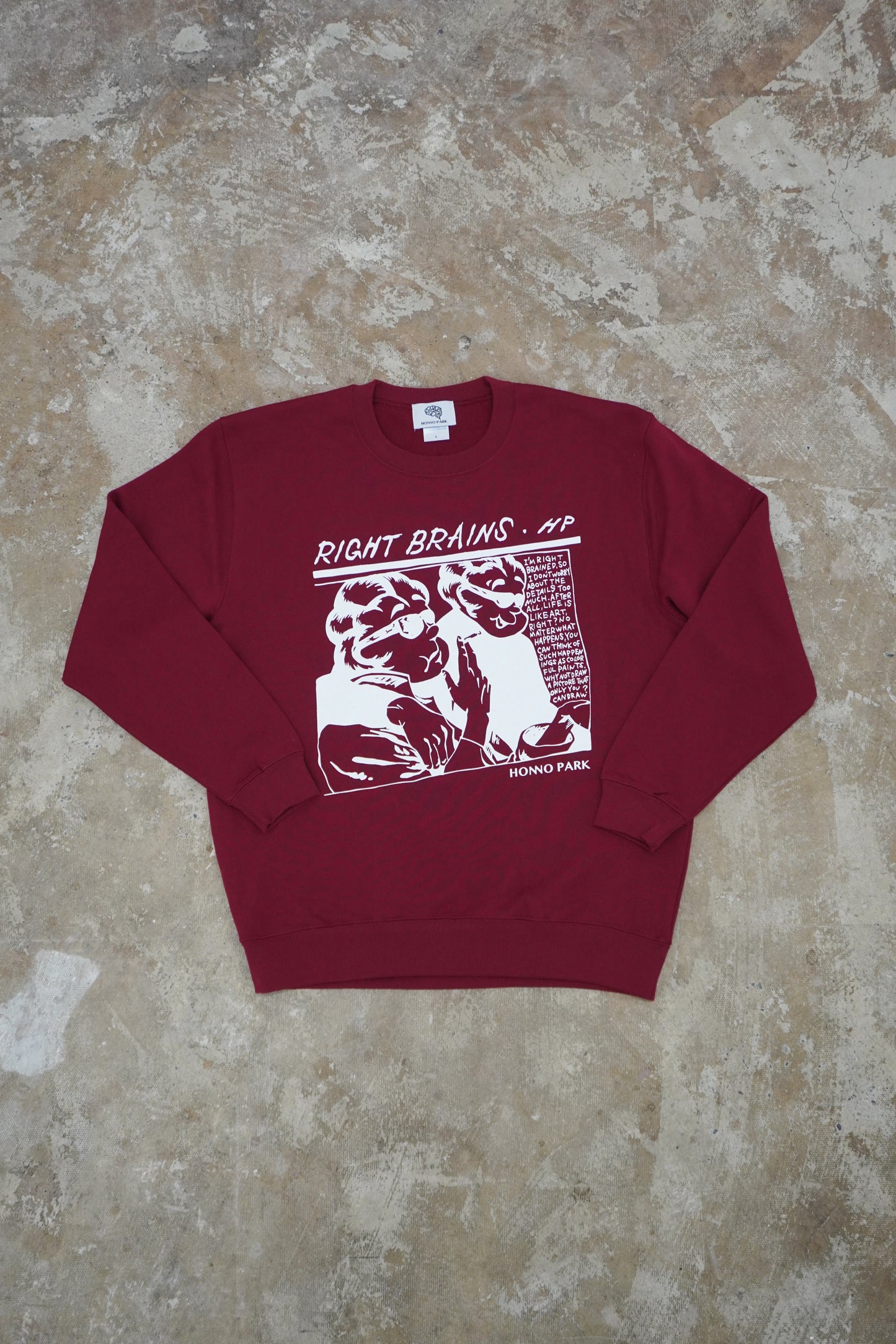 RIGHT BRAINS CREW-NECK SWEATSHIRT(BURGUNDY)