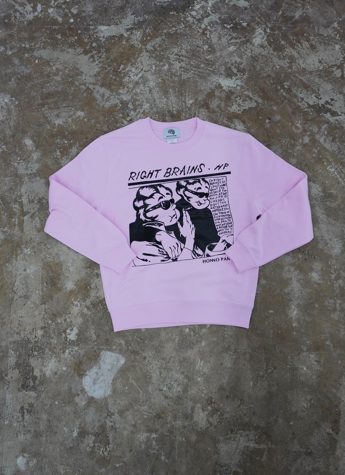 RIGHT BRAINS CREW-NECK SWEATSHIRT(LIGHT PINK)
