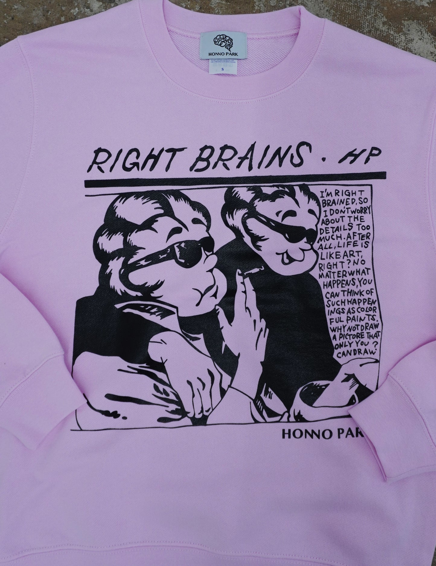 RIGHT BRAINS CREW-NECK SWEATSHIRT(LIGHT PINK)
