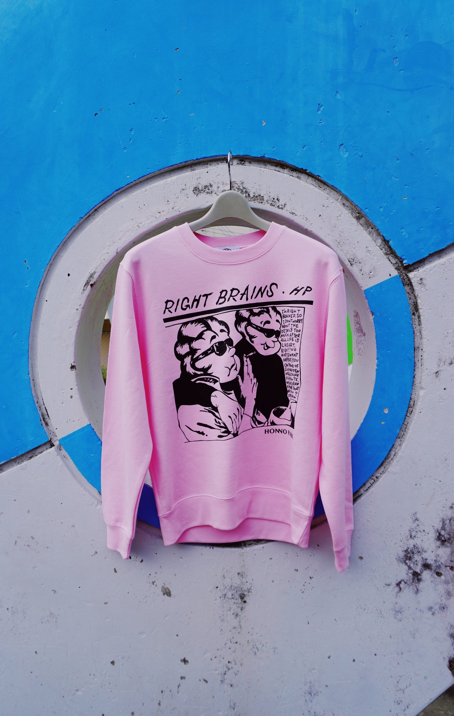 RIGHT BRAINS CREW-NECK SWEATSHIRT(LIGHT PINK)
