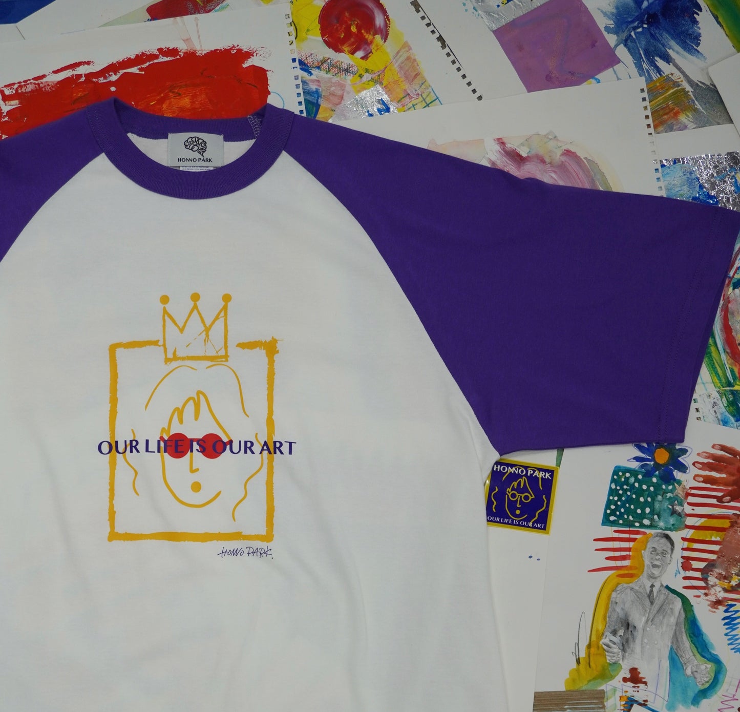 JOHN's WORD RAGLAN SLEEVE Tee(WHITE✖︎VIOLET)