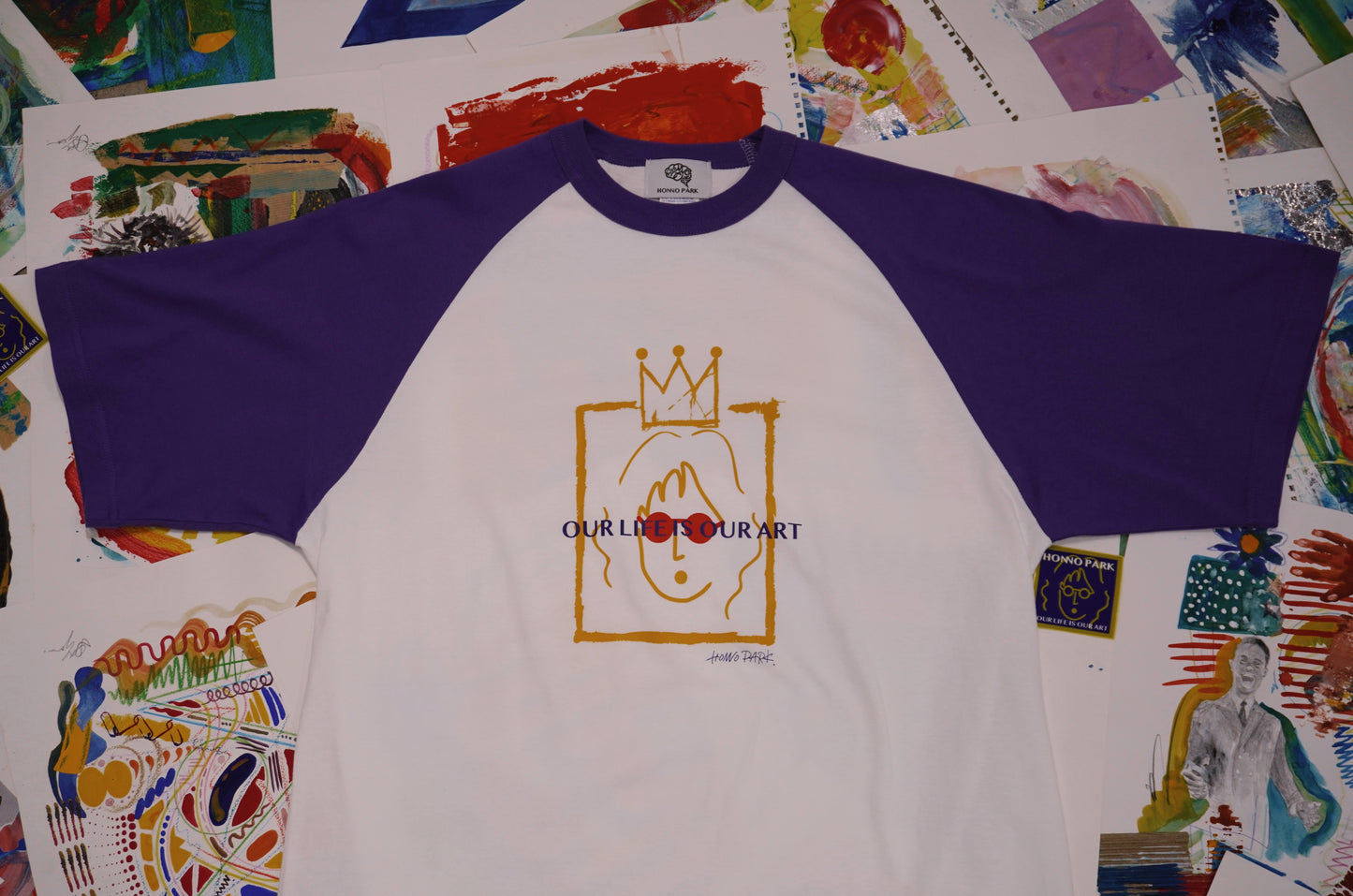 JOHN's WORD RAGLAN SLEEVE Tee(WHITE✖︎VIOLET)